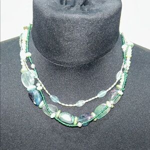 Handmade Green Multi-Strand Beaded Necklace